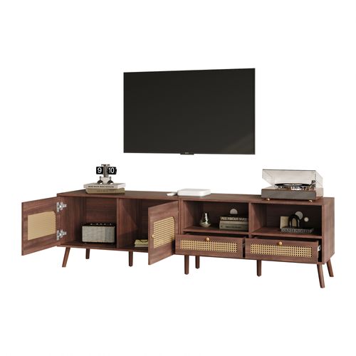 Meuble TV Avec 2 Portes, 2 Tiroirs Et 2 Niches Marron