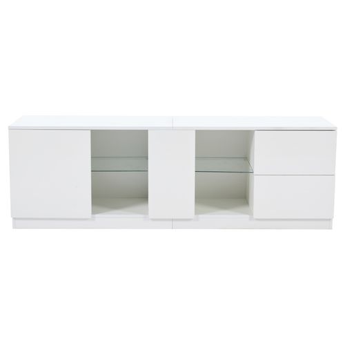 Meuble TV Avec 1 Porte, 2 Tiroirs Et LED Blanc