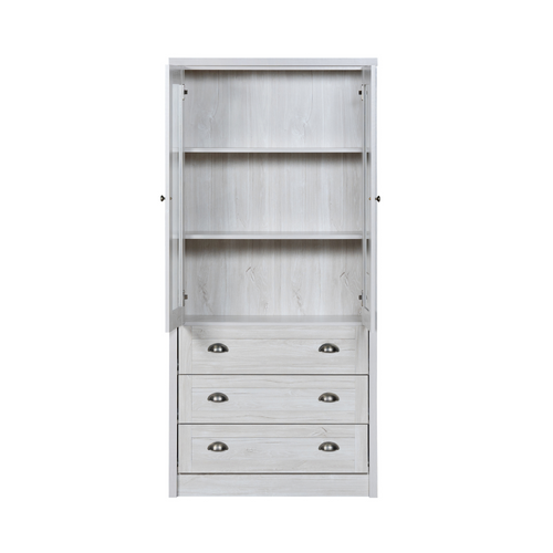 Vitrine Avec 2 Portes Et 3 Tiroirs 80 X 34 X 171 Cm