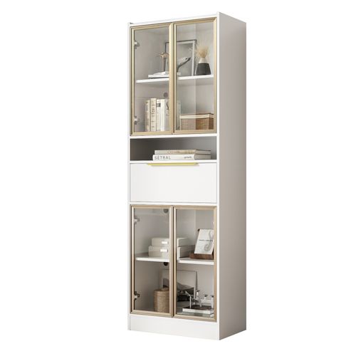 Vitrine Avec 4 Portes, 1 Tiroir, 1 Niche Et LED Blanc