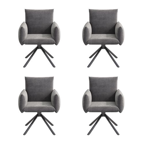 Lot De 4 Chaises De Salle à Manger Rotation à 360° Velours Gris