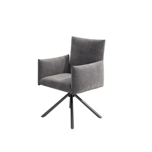 Lot De 6 Chaises De Salle à Manger Rotation à 360° Velours Gris