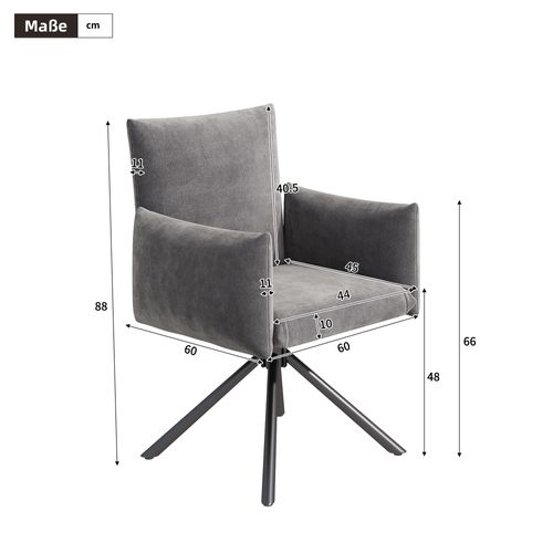 Lot De 6 Chaises De Salle à Manger Rotation à 360° Velours Gris