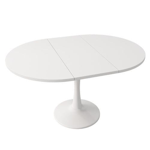Table à Manger Extensible 100/140 X 100 X 75 Cm Ovale Blanc