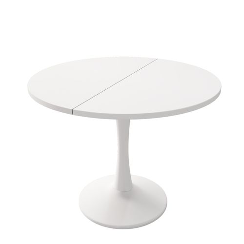 Table à Manger Extensible 100/140 X 100 X 75 Cm Ovale Blanc
