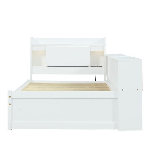 Lit Enfant 90 X 200 Cm Avec LED, 2 Tiroirs Et Plusieurs Séparateurs Blanc