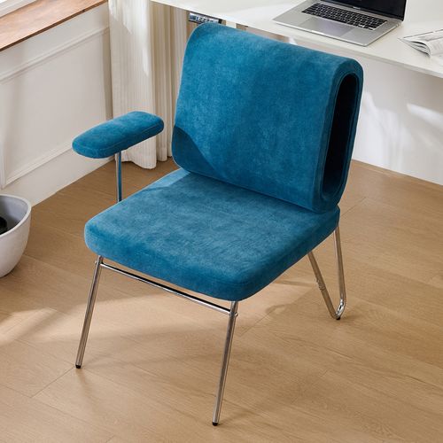 Fauteuil Fixe Avec Pieds En Métal, Panier Pour Chat Et Accoudoirs Commutables Bleu