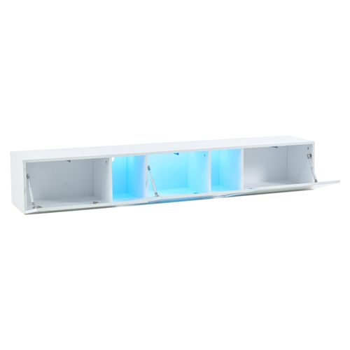 Meuble TV L.180 Cm Avec 3 Portes Et LED Blanc