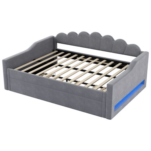 Lit Gigogne 140 X 200 Cm Avec LED Gris
