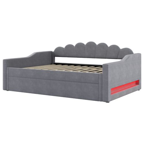 Lit Gigogne 140 X 200 Cm Avec LED Gris