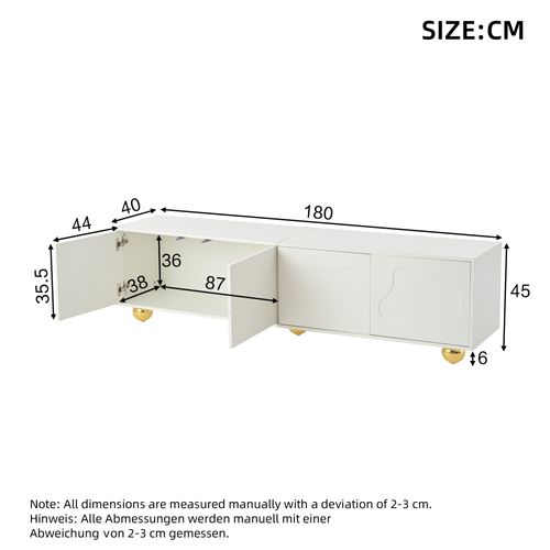 Meuble TV L.180 Cm Avec 4 Portes Blanc