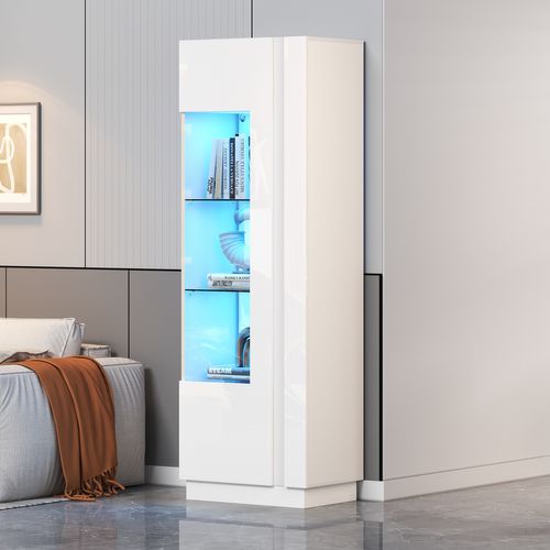 Vitrine 60 X 40 X 180cm Avec 1 Porte Et LED Blanc