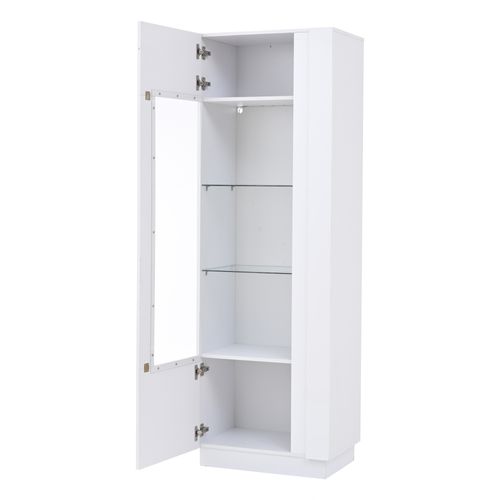 Vitrine 60 X 40 X 180cm Avec 1 Porte Et LED Blanc