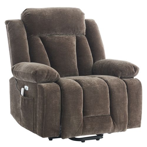 Fauteuil Relax Électrique Avec Massage En 8 Points, Fonction Chauffante Et Réglage En Hauteur Marron