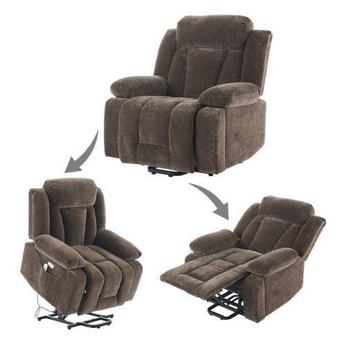 Fauteuil Relax Électrique Avec Massage En 8 Points, Fonction Chauffante Et Réglage En Hauteur Marron