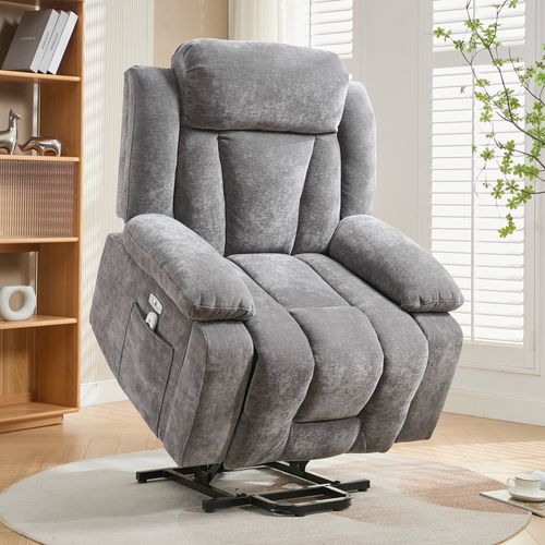 Fauteuil Relax Électrique Avec Massage En 8 Points, Fonction Chauffante Et Réglage En Hauteur Gris