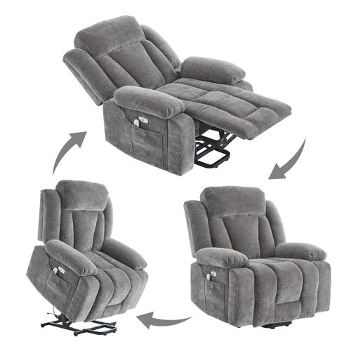 Fauteuil Relax Électrique Avec Massage En 8 Points, Fonction Chauffante Et Réglage En Hauteur Gris