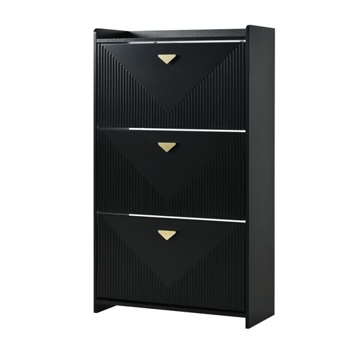 Meuble à Chaussures 70 X 30 X 120 Avec 3 Portes Abattantes Noir