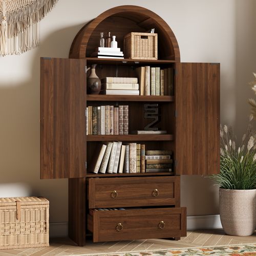 Armoire Avec 2 Portes, 1 Niche Et Et 2 Tiroirs Marron