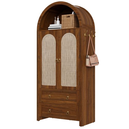 Armoire Avec 2 Portes, 1 Niche Et Et 2 Tiroirs Marron