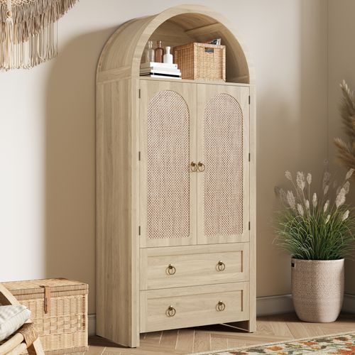 Armoire Avec 2 Portes, 1 Niche Et 2 Tiroirs Imitation Chêne