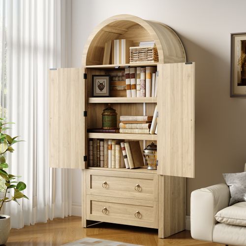 Armoire Avec 2 Portes, 1 Niche Et 2 Tiroirs Imitation Chêne