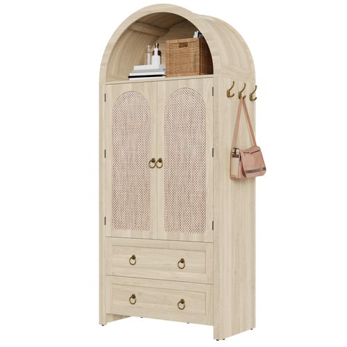 Armoire Avec 2 Portes, 1 Niche Et 2 Tiroirs Imitation Chêne