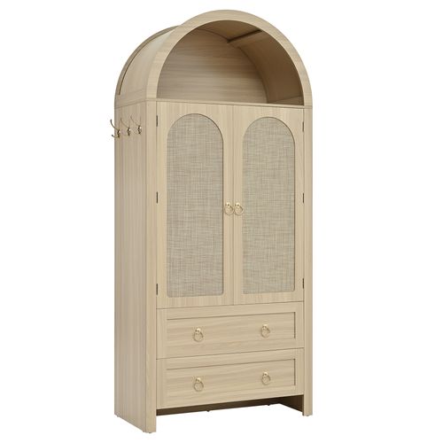 Armoire Avec 2 Portes, 1 Niche Et 2 Tiroirs Imitation Chêne