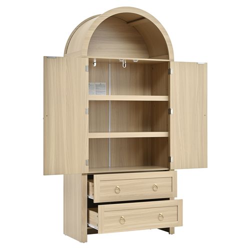 Armoire Avec 2 Portes, 1 Niche Et 2 Tiroirs Imitation Chêne