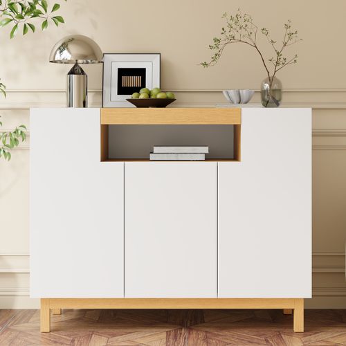 Buffet Avec 3 Portes Et 1 Niche Blanc