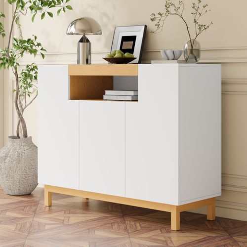 Buffet Avec 3 Portes Et 1 Niche Blanc