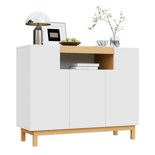 Buffet Avec 3 Portes Et 1 Niche Blanc