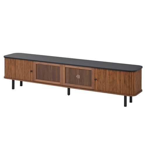 Meuble TV L.190cm Avec 4 Portes, Dont 2 Coulissantes Marron