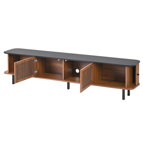 Meuble TV L.190cm Avec 4 Portes, Dont 2 Coulissantes Marron