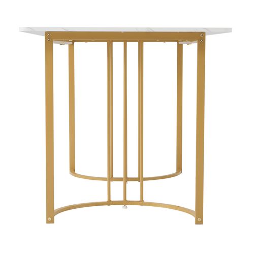 Table à Manger 140 X 80 Cm Avec Pieds En Métal Doré