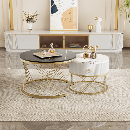 Lot De 2 Tables Gigognes Baziroo Avec Plateau Verre - Tables Basses Modernes 50x50cm Et 40x40cm Pour Salon