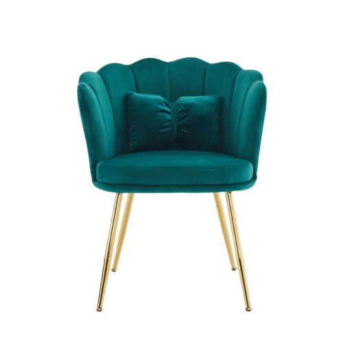 Fauteuil Fixe Avec Coussin Papillon Et Pieds En Métal Vert