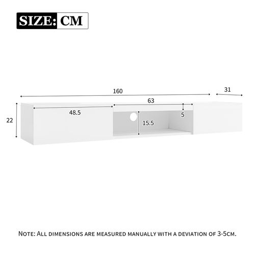 Meuble TV Brillant Avec LED, 2 Portes Et 1 Nich Blanc