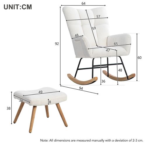 Rocking-chair Fauteuil à Bascule Avec 1 Repose-pieds Blanc