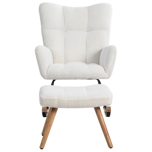 Rocking-chair Fauteuil à Bascule Avec 1 Repose-pieds Blanc