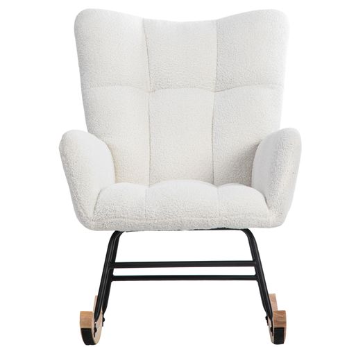 Rocking-chair Fauteuil à Bascule Avec 1 Repose-pieds Blanc