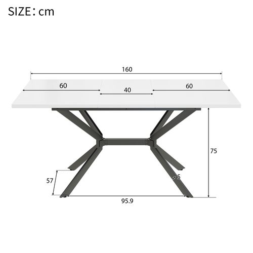 Table à Manger Extensible 120-160 X 80 X 75cm Blanc