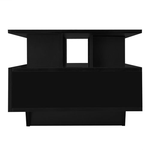 Table Basse Noir Avec 2 Tiroirs Et LED