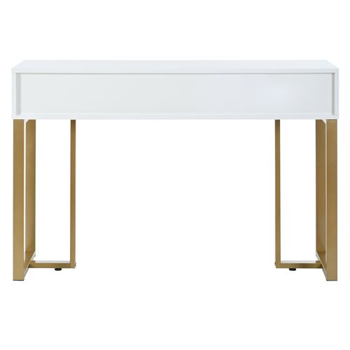 Table Console Avec 3 Tiroirs Et Pieds En Métal Doré