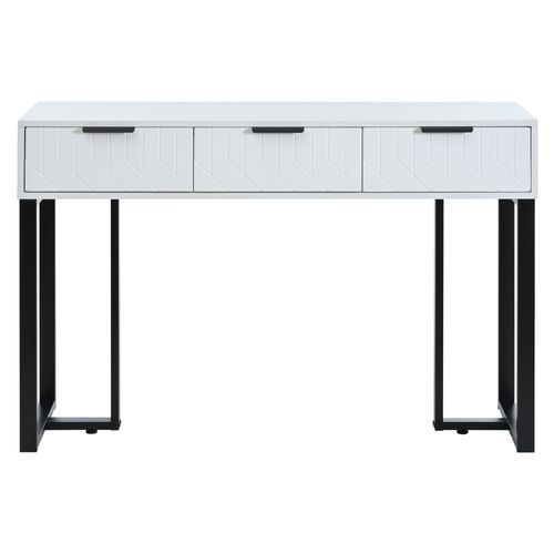 Table Console Avec 3 Tiroirs Et Pieds En Métal Noir