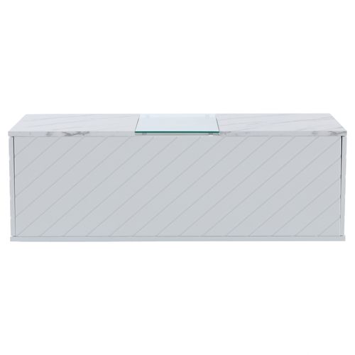 Table Basse Avec 2 Tiroirs Et LED Blanc