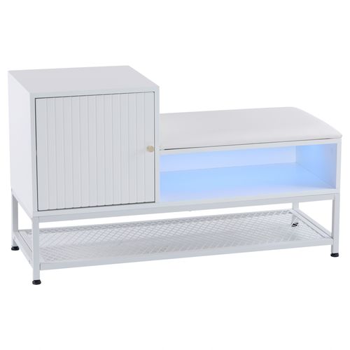Meuble à Chaussures Avec 1 Porte Et LED Blanc