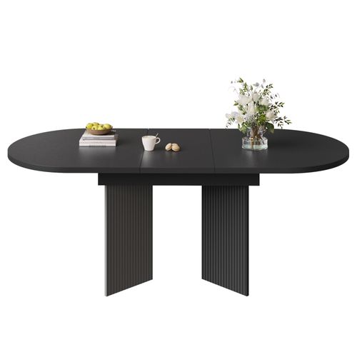 Table De Salle à Manger Extensible 120-160 X 80cm X 75 Cm Noir