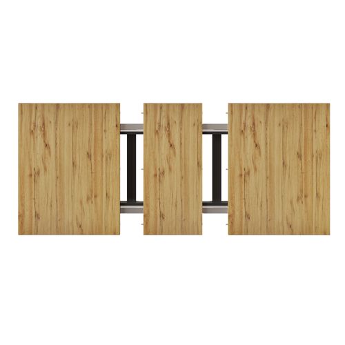 Table De Salle à Manger Extensible 120-160 X 80cm X 75 Cm Avec 4 Niches Noir + Bois