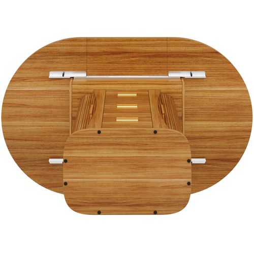 Table De Salle à Manger Extensible 118-158 Cm Avec 2 Tiroirs Et 2 Portes Coulissantes Bois